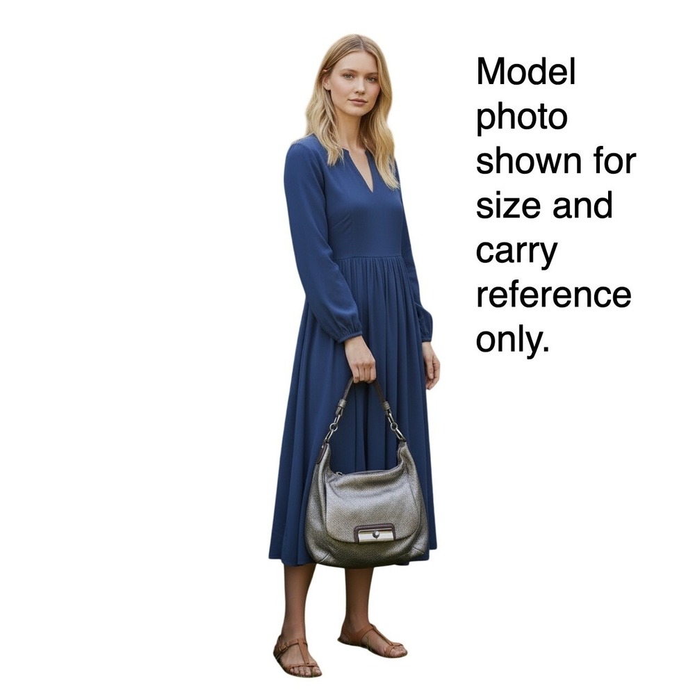 Coach Kristin Shoulder Bag Metallic Snakeskin Embossed Leather Gunmetal Hardware - Picture 14 of 14